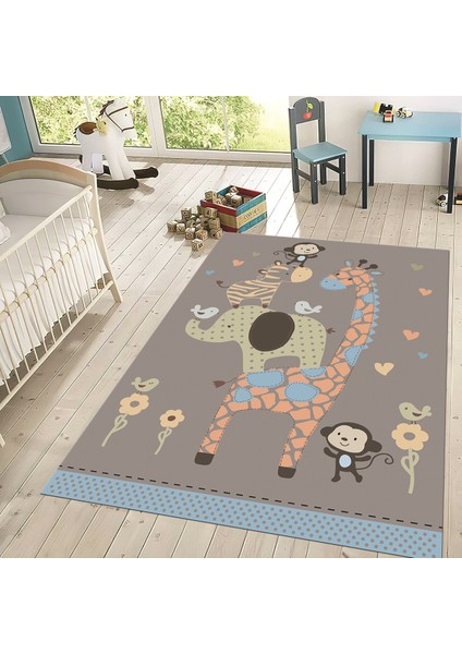 Dijital Baskılı Kaymaz Taban Yıkanabilir Çocuk Odası Oyun Halısı, V-Çocuk-21-Gri, fiyatları