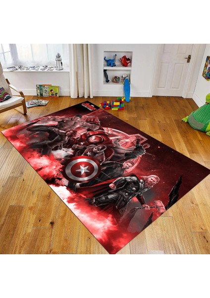 Dijital Baskılı Kaymaz Taban Yıkanabilir Çocuk Odası Oyun Halısı, V-Çocuk-39-Kırmızı,