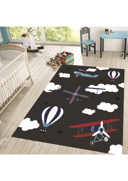 Dijital Baskılı Kaymaz Taban Yıkanabilir Çocuk Odası Oyun Halısı, V-Çocuk-23-Antrasit, fiyatları