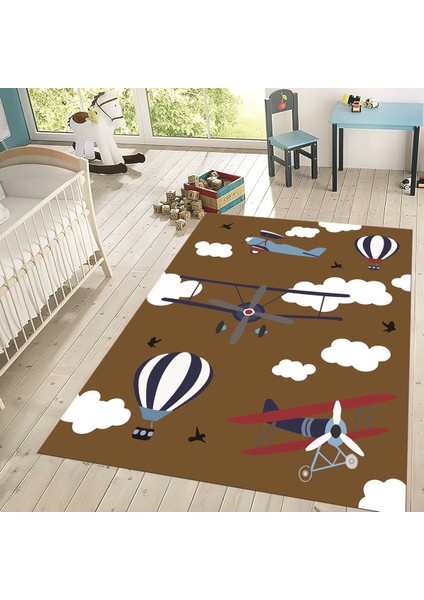 Dijital Baskılı Kaymaz Taban Yıkanabilir Çocuk Odası Oyun Halısı, V-Çocuk-23-Kahverengi, fiyatları