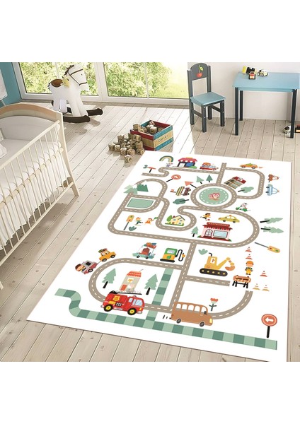 Dijital Baskılı Kaymaz Taban Yıkanabilir Çocuk Odası Oyun Halısı, V-Çocuk-48-Beyaz, fiyatları