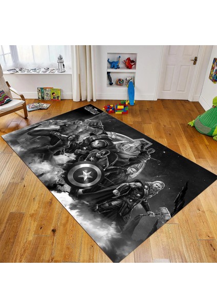 Dijital Baskılı Kaymaz Taban Yıkanabilir Çocuk Odası Oyun Halısı, V-Çocuk-39-Gri,