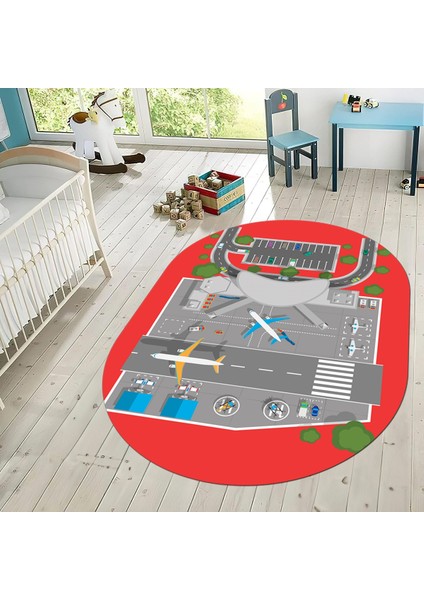 Dijital Baskılı Kaymaz Taban Yıkanabilir Oval Çocuk Odası Oyun Halısı, V-O-Çocuk-50-Kırmızı, fiyatları
