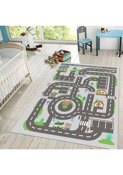 Dijital Baskılı Kaymaz Taban Yıkanabilir Çocuk Odası Oyun Halısı, V-Çocuk-17-Gri, fiyatları