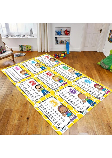 Dijital Baskılı Kaymaz Taban Yıkanabilir Çocuk Odası Oyun Halısı, V-Çocuk-45-Sarı,