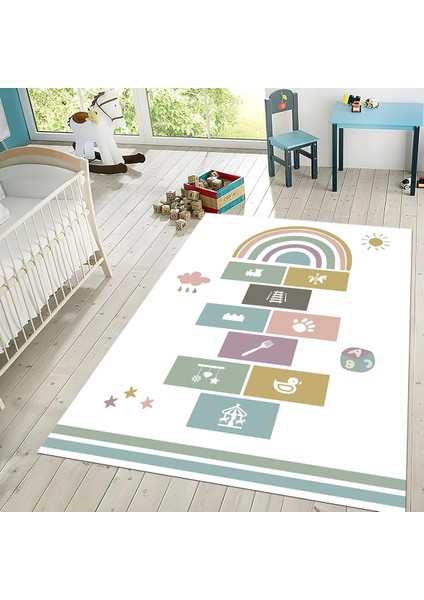 Dijital Baskılı Kaymaz Taban Yıkanabilir Çocuk Odası Oyun Halısı, V-Çocuk-31-Beyaz, fiyatları