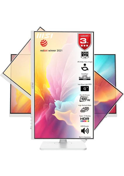 23.8" MODERN MD2412PW 1920x1080 (FHD) 16:9 FLAT IPS 100HZ 1MS ADAPTIVE-SYNC PIVOT BEYAZ TYPE-C MONITOR