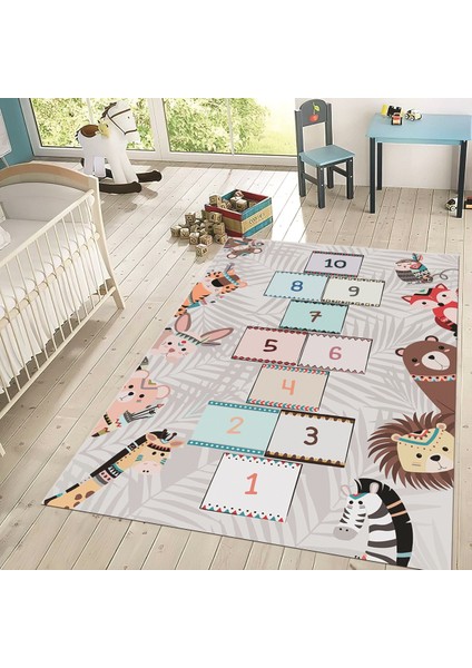 Dijital Baskılı Kaymaz Taban Yıkanabilir Çocuk Odası Oyun Halısı, V-Çocuk-28-Gri, fiyatları
