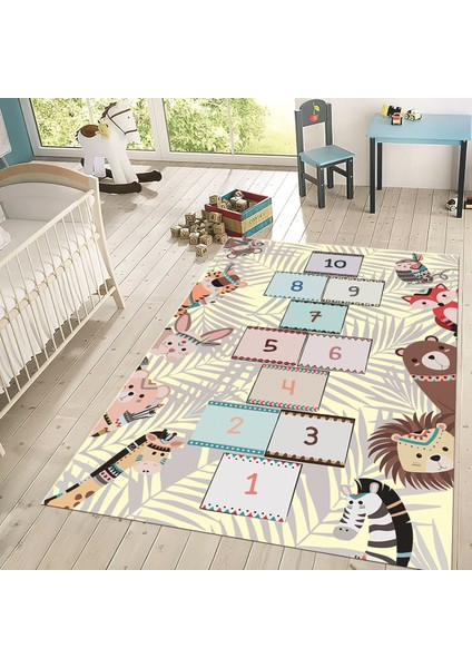 Dijital Baskılı Kaymaz Taban Yıkanabilir Çocuk Odası Oyun Halısı, V-Çocuk-28-Krem, fiyatları