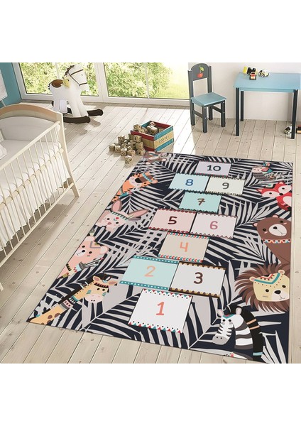 Dijital Baskılı Kaymaz Taban Yıkanabilir Çocuk Odası Oyun Halısı, V-Çocuk-28-Lacivert, fiyatları