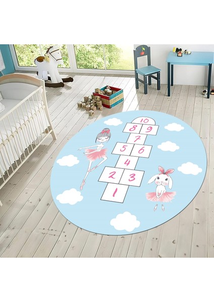Dijital Baskılı Kaymaz Taban Yıkanabilir Yuvarlak Çocuk Odası Oyun Halısı, V-Y-Çocuk-04-Mavi, fiyatları