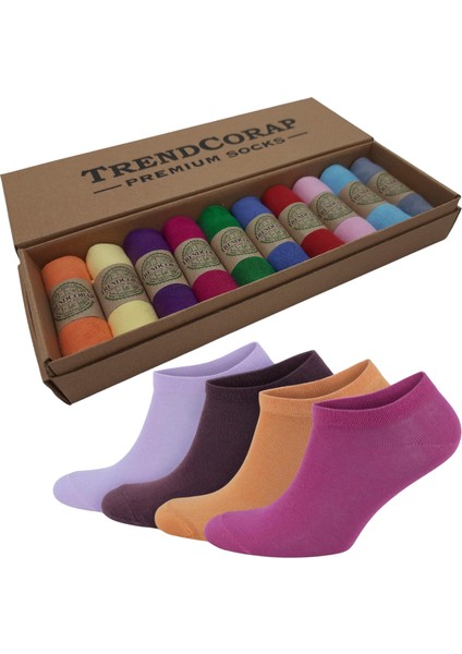 Premium Bambu Kadın Sneaker Görünmez Bilekte Spor Çorap 10 Lu Kutu