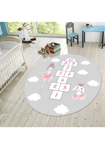 Dijital Baskılı Kaymaz Taban Yıkanabilir Yuvarlak Çocuk Odası Oyun Halısı, V-Y-Çocuk-04-Gri, fiyatları