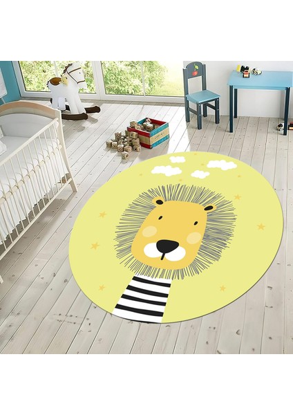 Dijital Baskılı Kaymaz Taban Yıkanabilir Yuvarlak Çocuk Odası Oyun Halısı, V-Y-Çocuk-25-Sarı, fiyatları
