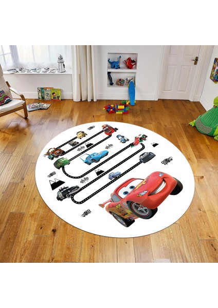 Dijital Baskılı Kaymaz Taban Yıkanabilir Yuvarlak Çocuk Odası Oyun Halısı, V-Y-Çocuk-03-Beyaz,