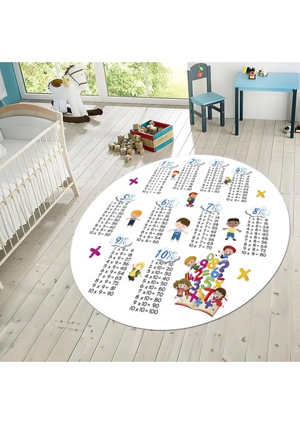 Dijital Baskılı Kaymaz Taban Yıkanabilir Yuvarlak Çocuk Odası Oyun Halısı, V-Y-Çocuk-05-Beyaz, fiyatları