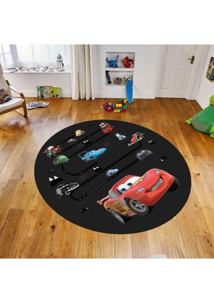 Dijital Baskılı Kaymaz Taban Yıkanabilir Yuvarlak Çocuk Odası Oyun Halısı, V-Y-Çocuk-03-Antrasit,
