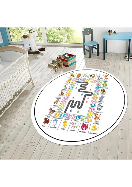 Dijital Baskılı Kaymaz Taban Yıkanabilir Yuvarlak Çocuk Odası Oyun Halısı, V-Y-Çocuk-44-Beyaz, fiyatları