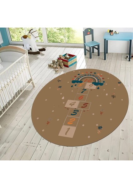Dijital Baskılı Kaymaz Taban Yıkanabilir Yuvarlak Çocuk Odası Oyun Halısı, V-Y-Çocuk-30-Kahve, fiyatları