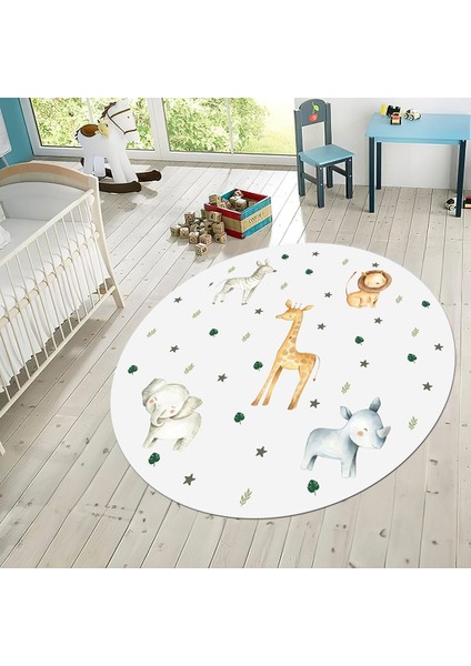 Dijital Baskılı Kaymaz Taban Yıkanabilir Yuvarlak Çocuk Odası Oyun Halısı, V-Y-Çocuk-35-Beyaz, fiyatları