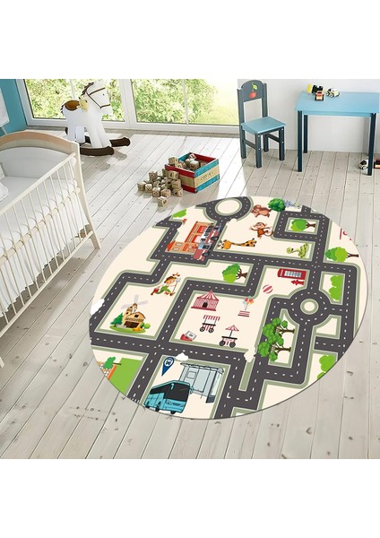 Dijital Baskılı Kaymaz Taban Yıkanabilir Yuvarlak Çocuk Odası Oyun Halısı, V-Y-Çocuk-20-Krem, fiyatları