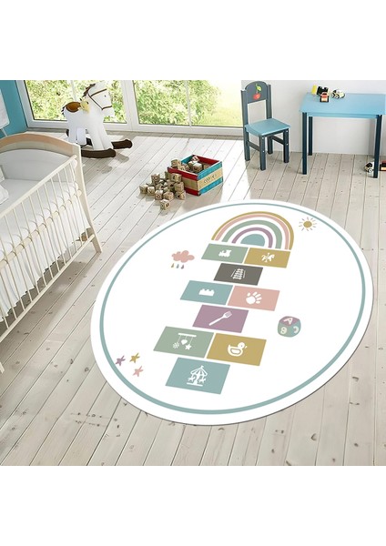 Dijital Baskılı Kaymaz Taban Yıkanabilir Yuvarlak Çocuk Odası Oyun Halısı, V-Y-Çocuk-31-Beyaz, fiyatları