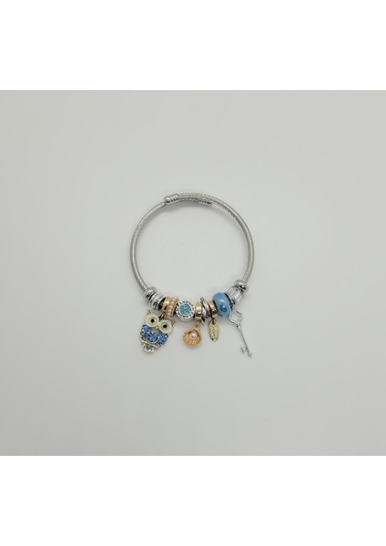 Baykuş Charm Çelik Pandora Bileklik