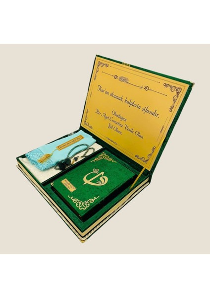 Orta Reşal Kutulu Kuran (5 Li Set) Yeşil
