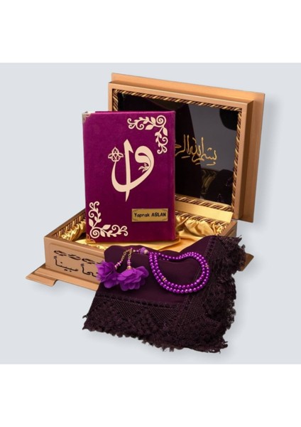 Gold Sandıklı Hafız Boy Kur'an-I Kerim Seti (Mor)