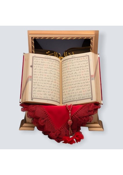 Gold Sandıklı Hafız Boy Kur'an-I Kerim Seti (Bordo) modelleri
