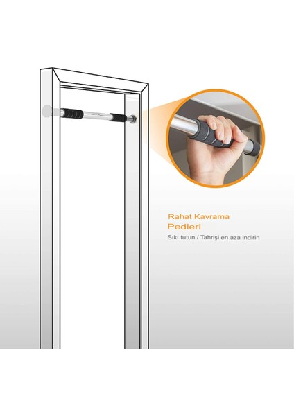Tekno Trust Gümüş Barfiks ve Şınav Barları 63-100 cm Koridor Kapı Barfiksi Barfix Aleti Çubuğu Çekme Barı Demir