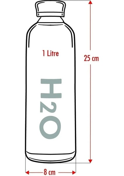 Cam H2O Borosilikat Cam Matara 1l Vakum Kapaklı Su Şişesi Suluk 1000 ml Beyaz 1 L