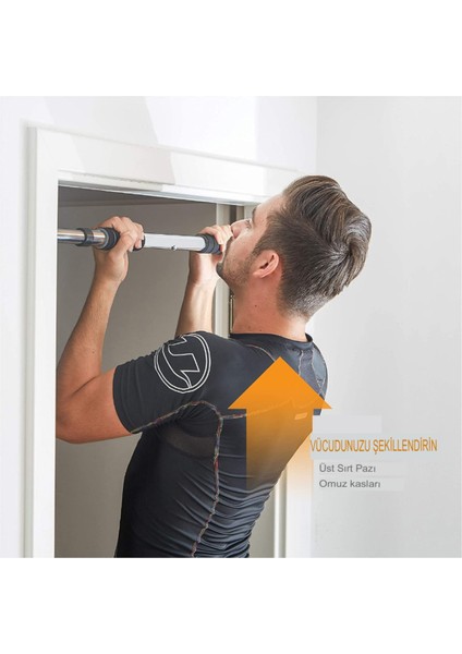 Tekno Trust Gümüş Barfiks ve Şınav Barları 63-100 cm Koridor Kapı Barfiksi Barfix Aleti Çubuğu Çekme Barı Demir