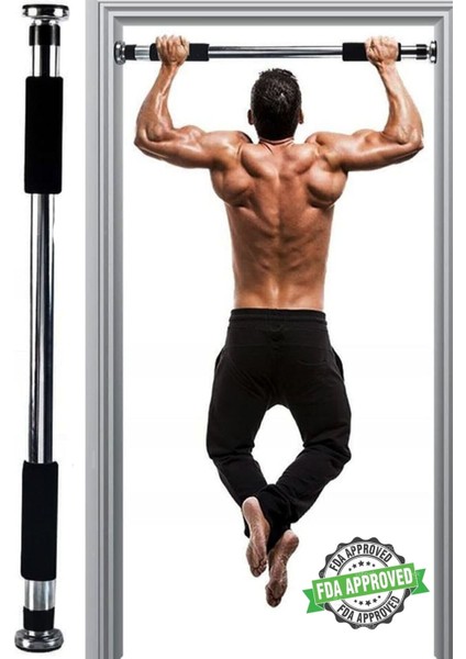 Tekno Trust Kapı Arası Krom Kapı Barı Koridor 63-100 cm Barfiksi Barfix Spor Aleti Demiri Barfiks Çubuğu Gümüş