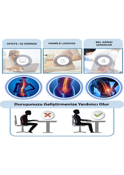 Ortopedik Ofis Sandalye Oto Araç Koltuk Bel Destek Yastığı Sırt Minderi