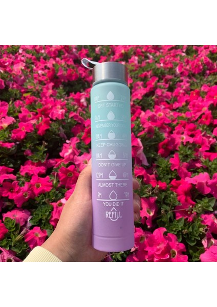 Yeşil Motivasyonel 3lü Set Su Matarası Su Şişesi Suluk 2LT+900ML+600ML Tritan Spor Salonu Su Şişesi