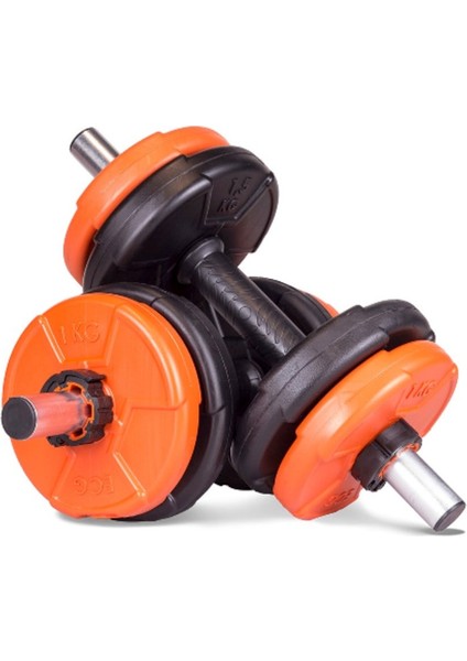 Tekno Trust Turuncu 11 kg Dambıl Seti Turuncu Siyah 6 In 1 Fitness Set Dambıl Seti Vinyl 11 kg