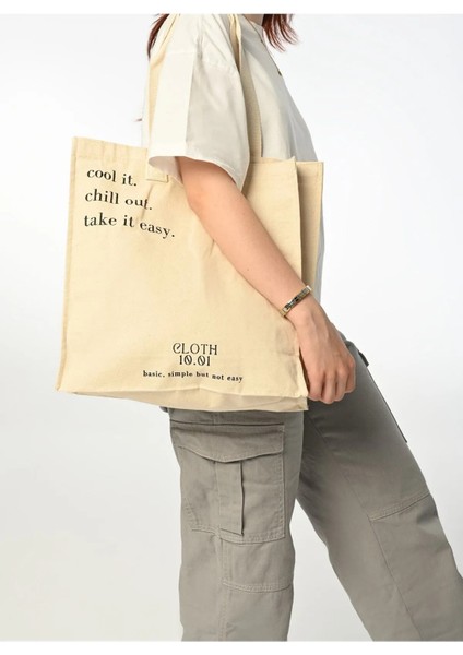Cloth 1001(BASKILI Körüklü Bez Çanta)