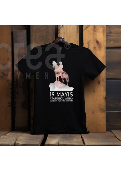 19 Mayıs Atatürkü Anma Baskılı Siyah Tişört fiyatları