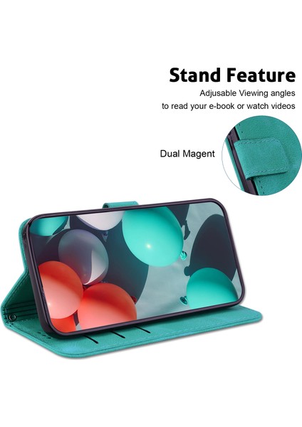Xiaomi Redmi Note 13 5g/note 13 5g (Çin) Kılıf Standı Cüzdan Deri Kapak 7 Şekilli Desen-Yeşil (Yurt Dışından)