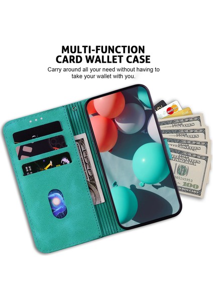 Xiaomi Redmi Note 13 5g/note 13 5g (Çin) Kılıf Standı Cüzdan Deri Kapak 7 Şekilli Desen-Yeşil (Yurt Dışından)