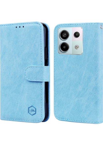 Xiaomi Redmi Note 13 Pro 5g Kılıf Pu Deri Cüzdan Koruyucu Kapak-Bebek Mavisi (Yurt Dışından)