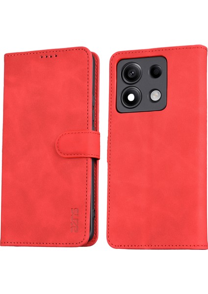 Xiaomi Redmi Note 13 Pro 5g Cüzdan Kılıf Tpu+Deri Akıllı Telefon Kapağı-Kırmızı (Yurt Dışından)