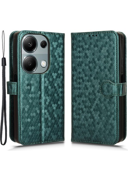 Xiaomi Redmi Note 13 Pro 4g Cüzdan Kılıfı Nokta Baskılı Manyetik Kapanış Telefon Kapağı-Yeşil (Yurt Dışından)