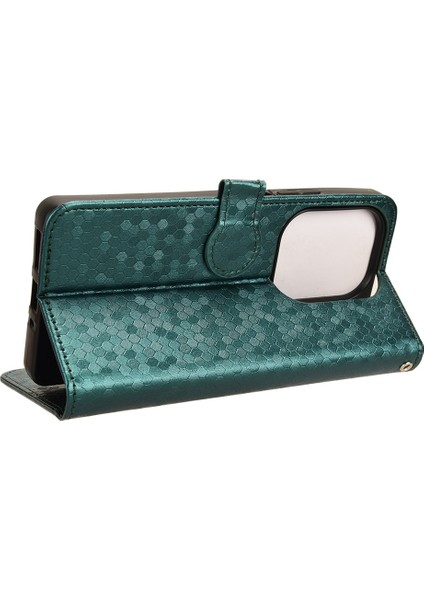 Xiaomi Redmi Note 13 Pro 4g Cüzdan Kılıfı Nokta Baskılı Manyetik Kapanış Telefon Kapağı-Yeşil (Yurt Dışından) modelleri