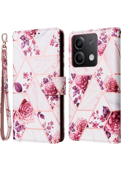 Xiaomi Redmi Note 13 5g Darbeye Dayanıklı Kılıf Mermer Desen Deri Cüzdan Telefon Kapağı-Gül Altın (Yurt Dışından)