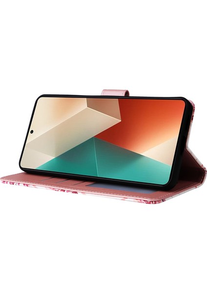 Xiaomi Redmi Note 13 5g Darbeye Dayanıklı Kılıf Mermer Desen Deri Cüzdan Telefon Kapağı-Gül Altın (Yurt Dışından) modelleri