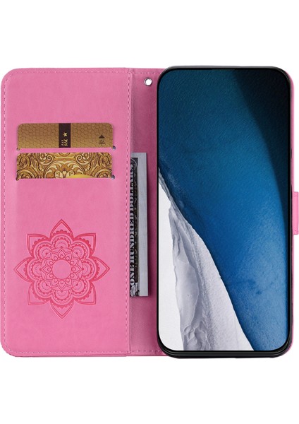 Xiaomi Redmi Note 13 Pro 5g Kılıf Cüzdan Çevirme Telefon Deri Kapak Baykuş Çiçek Baskılı-Gül (Yurt Dışından)