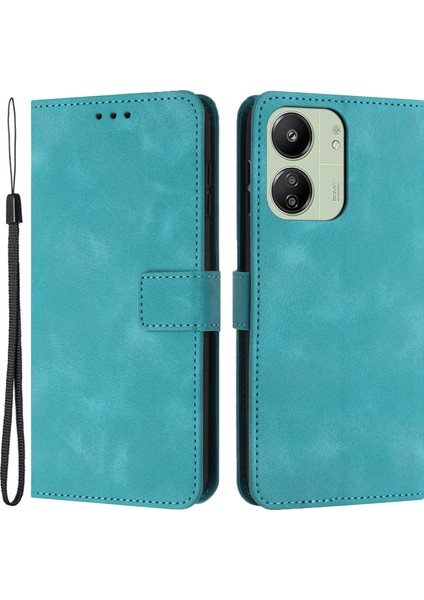 Xiaomi Redmi 13C 4G/13C 5g Kılıf Slim-Fit Pu Deri Telefon Standı Kapağı-Yeşil (Yurt Dışından)