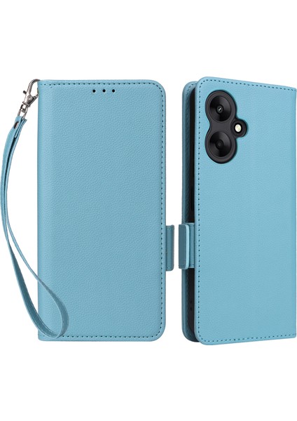 Xiaomi Redmi 13C 5g/redmi 13R 5g Kılıf Bilek Askılı Deri Cep Telefonu Kılıfı-Bebek Mavisi (Yurt Dışından)